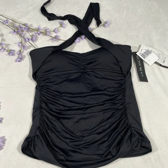 NWT La Blanca [ 4 ] Island Goddess Convertible Tankini Top‎ in Black - Picture 3 of 10